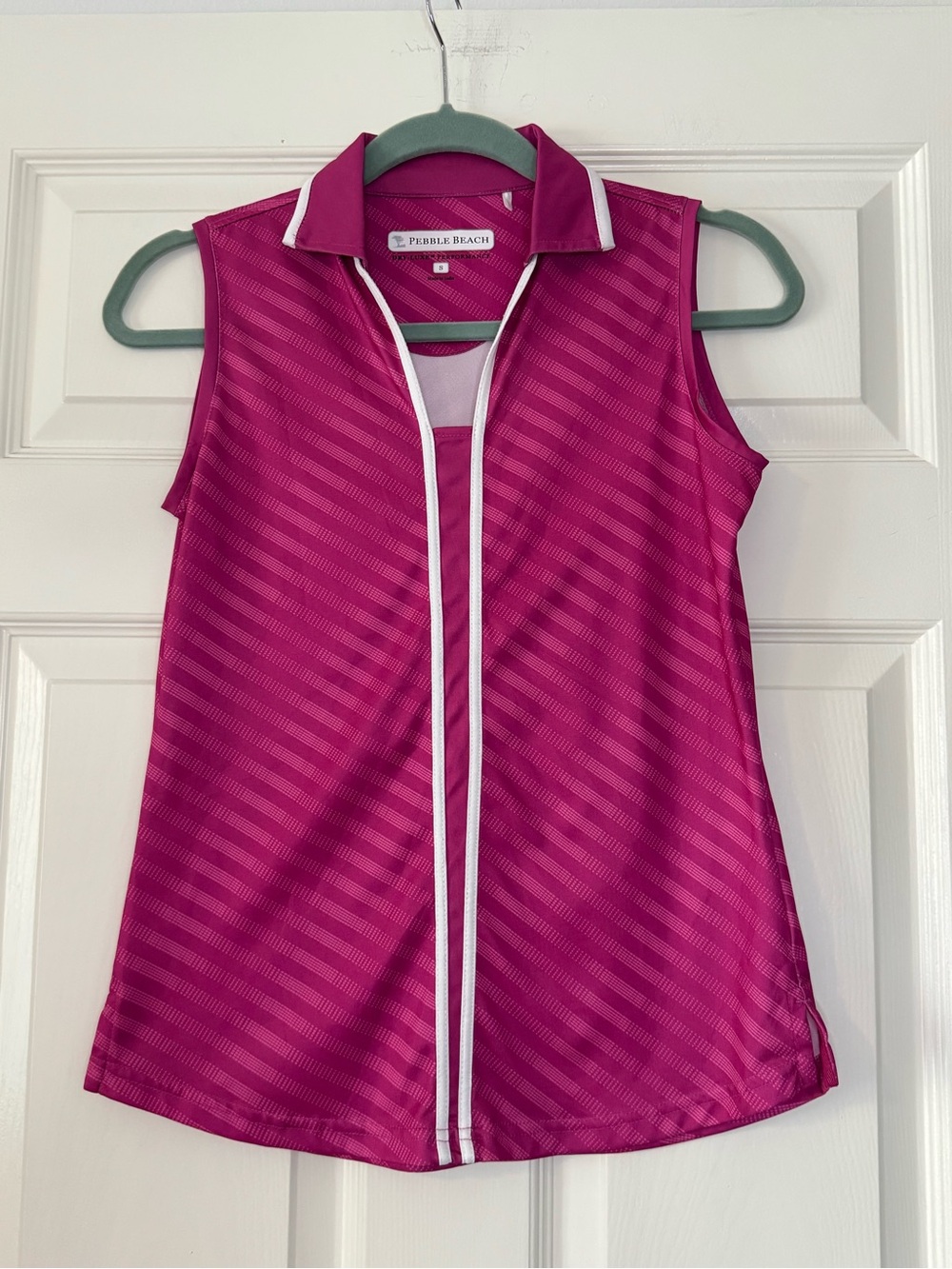Pebble Beach Sleeveless Polo - Magenta with White Trim